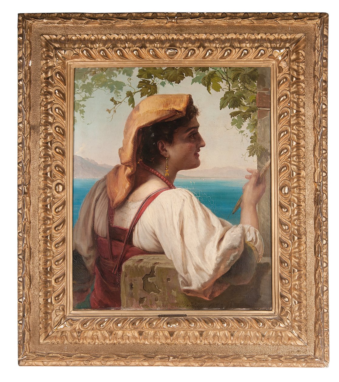 Uma solteira italiana consertando redes na baía de Nápoles, 1872 de Elisabeth Maria Anna Jerichau Baumann