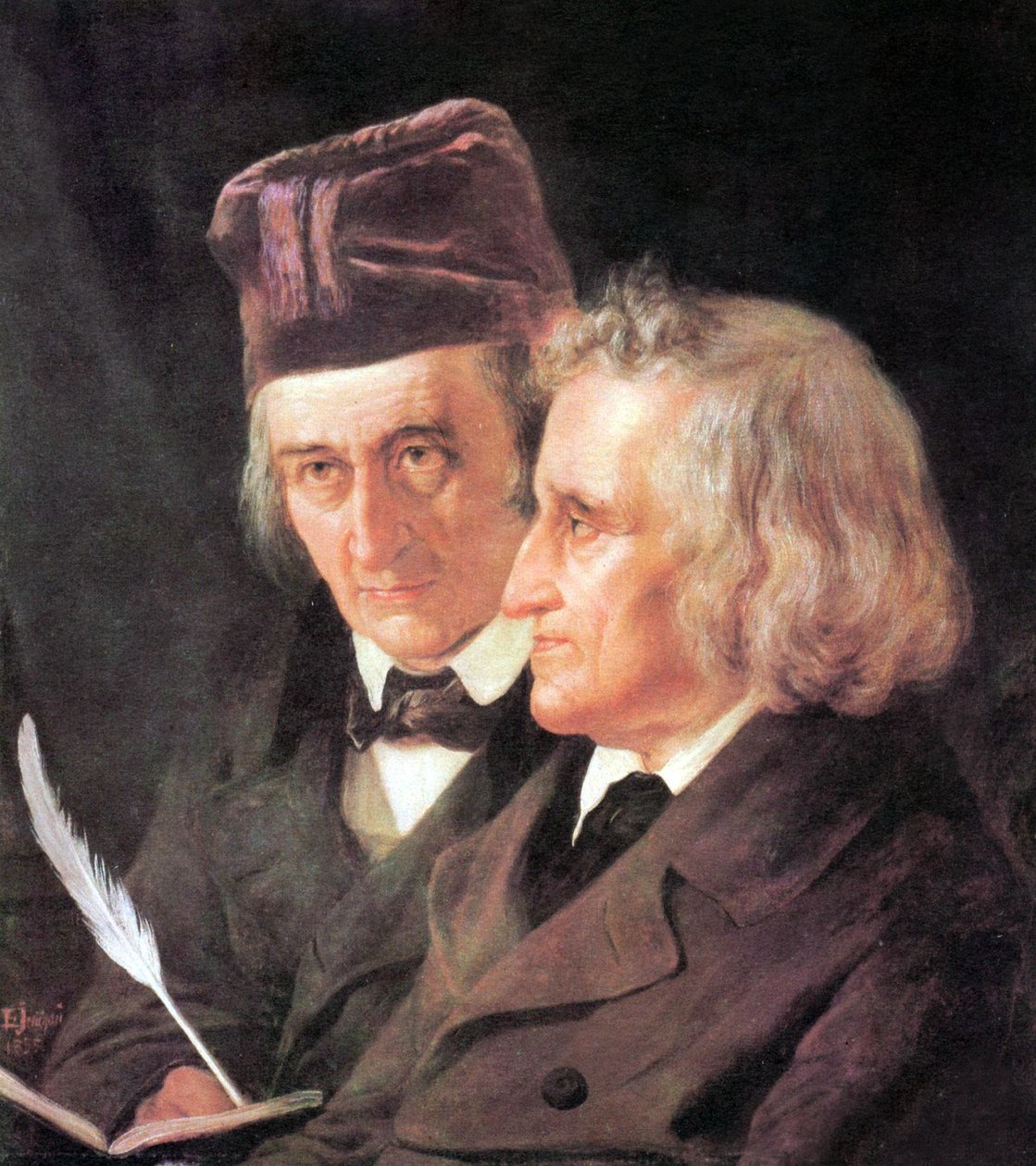 Irmãos Grimm : Jacob (1785-1863) e Wilhelm (1786-1859) pintura de Elisabeth Jerichau-Baumann de Elisabeth Maria Anna Jerichau Baumann