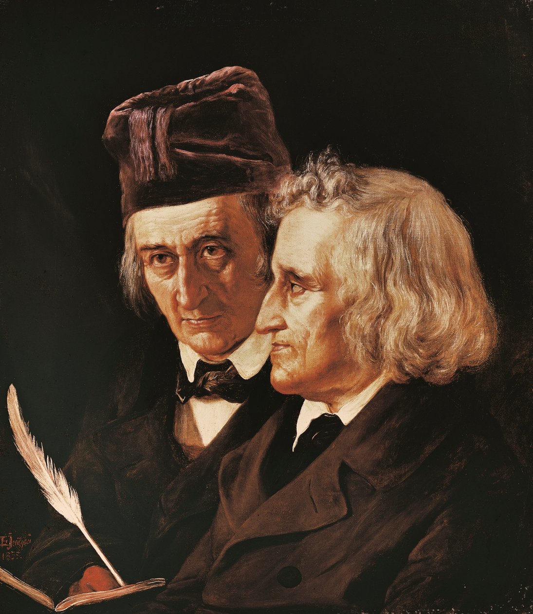 Retrato dos irmãos Jacob e Wilhelm Grimm de Elisabeth Maria Anna Jerichau Baumann