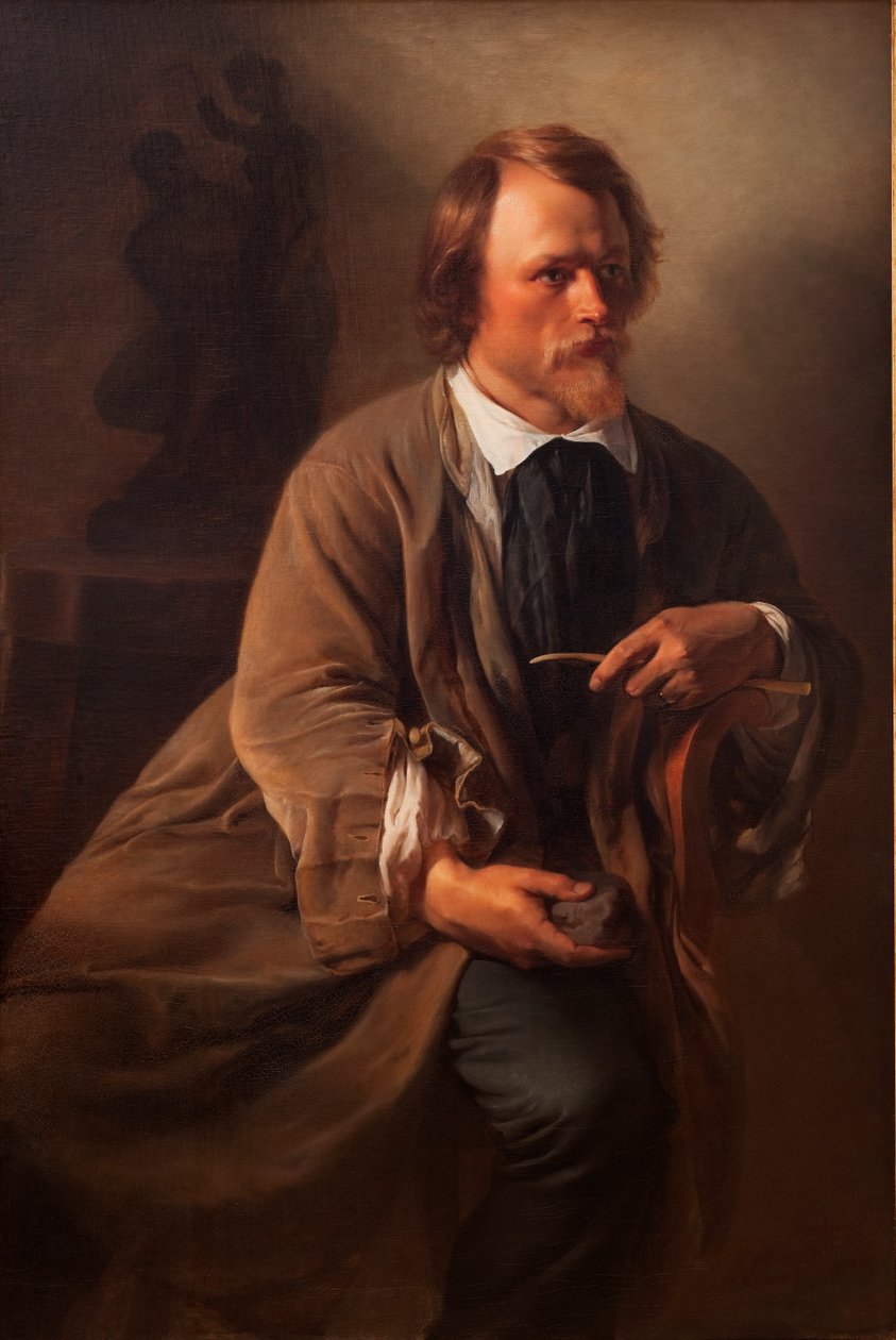 O escultor Jens Adolf Jerichau, o marido dos artistas, 1846 de Elisabeth Maria Anna Jerichau Baumann