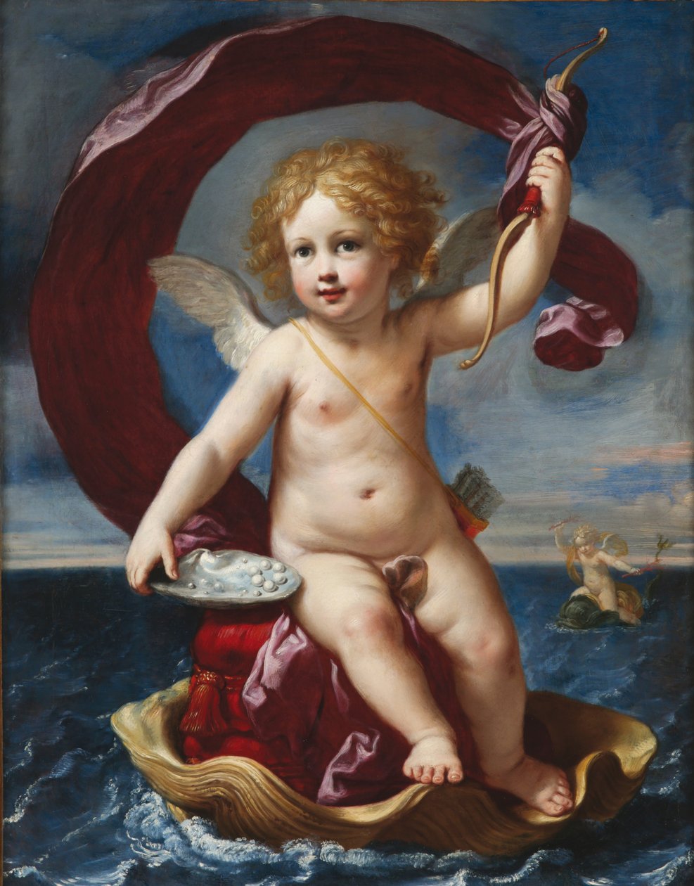 Cupido triunfante no mar Amorino Medici, 1661. de Elisabetta Sirani