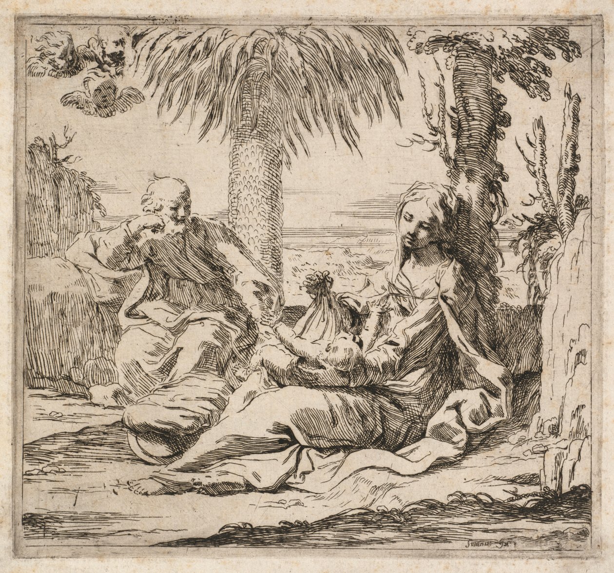 Descanso na fuga para o Egito de Elisabetta Sirani