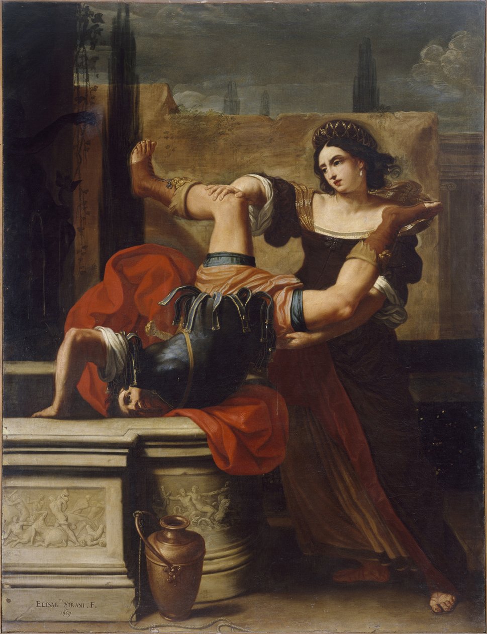 Timocleia mata o capitão trácio, por Elisabetta Sirani de Elisabetta Sirani