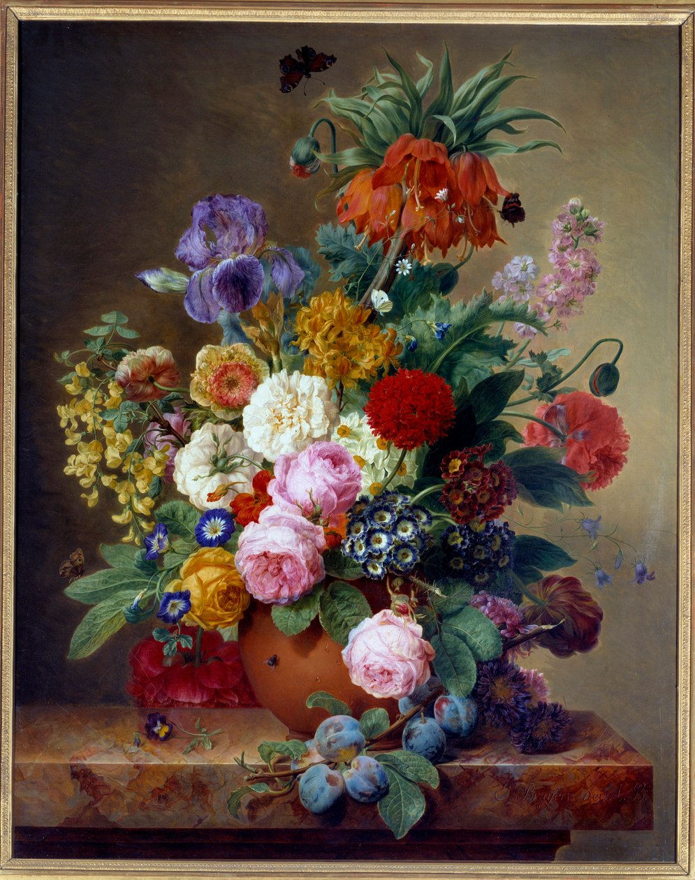 Flores em uma mesa de mármore Pintura de Elise Bruyere (1776-1842) Século XIX Lyon, Musee des Beaux Arts de Elise Bruyere