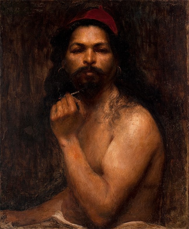 Homem, com, um, boné vermelho de Eliseu Visconti