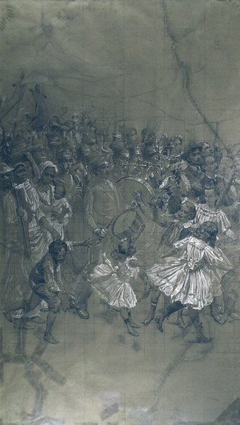 Banda de música - Desenho animado para a transferência da grande cortina do Teatro Municipal do Rio de Janeiro de Eliseu Visconti