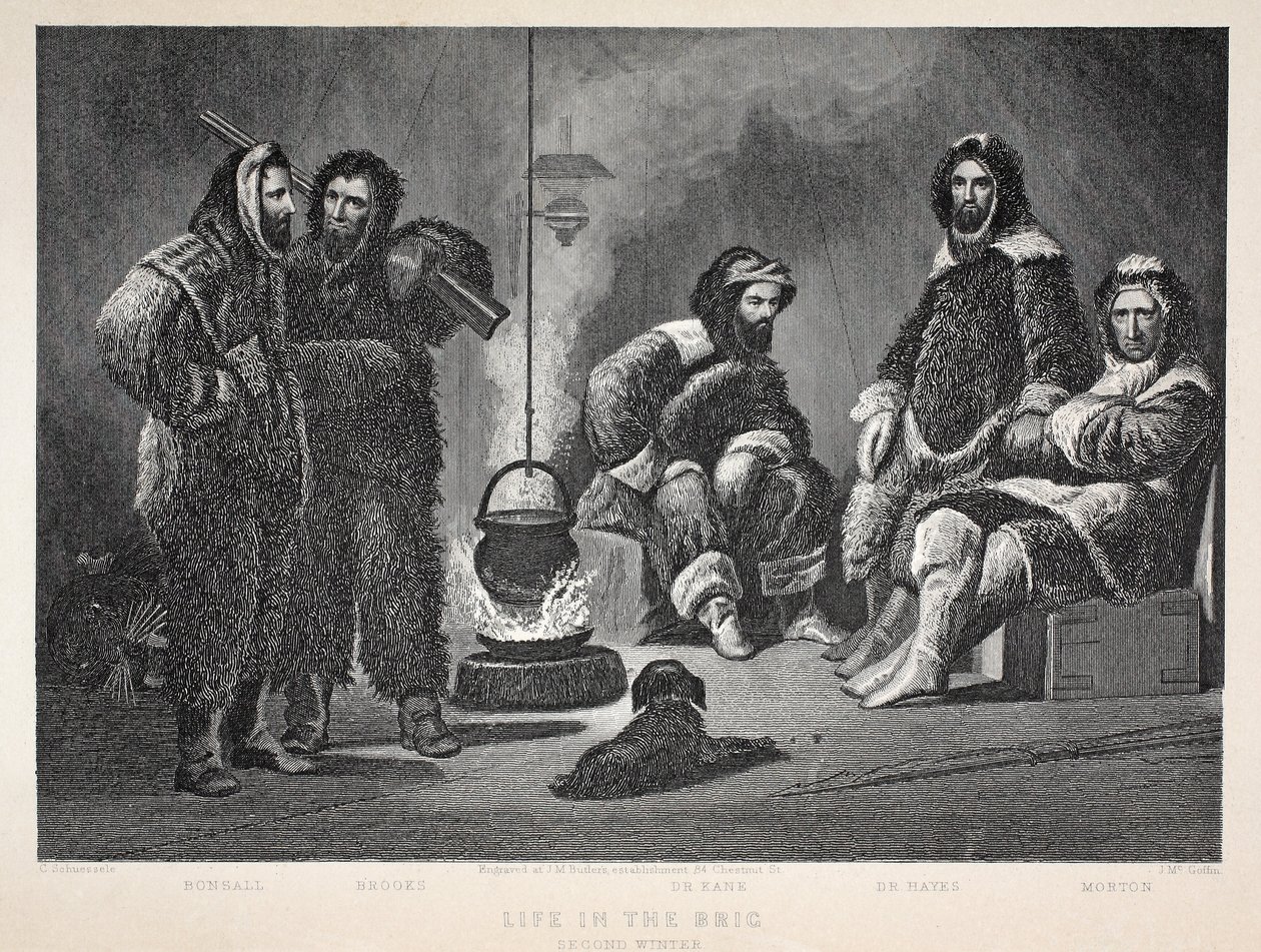 Life in the Brig, ilustração de "A segunda expedição Grinnell em busca de Sir John Franklin ...", 1856 de Elisha Kane