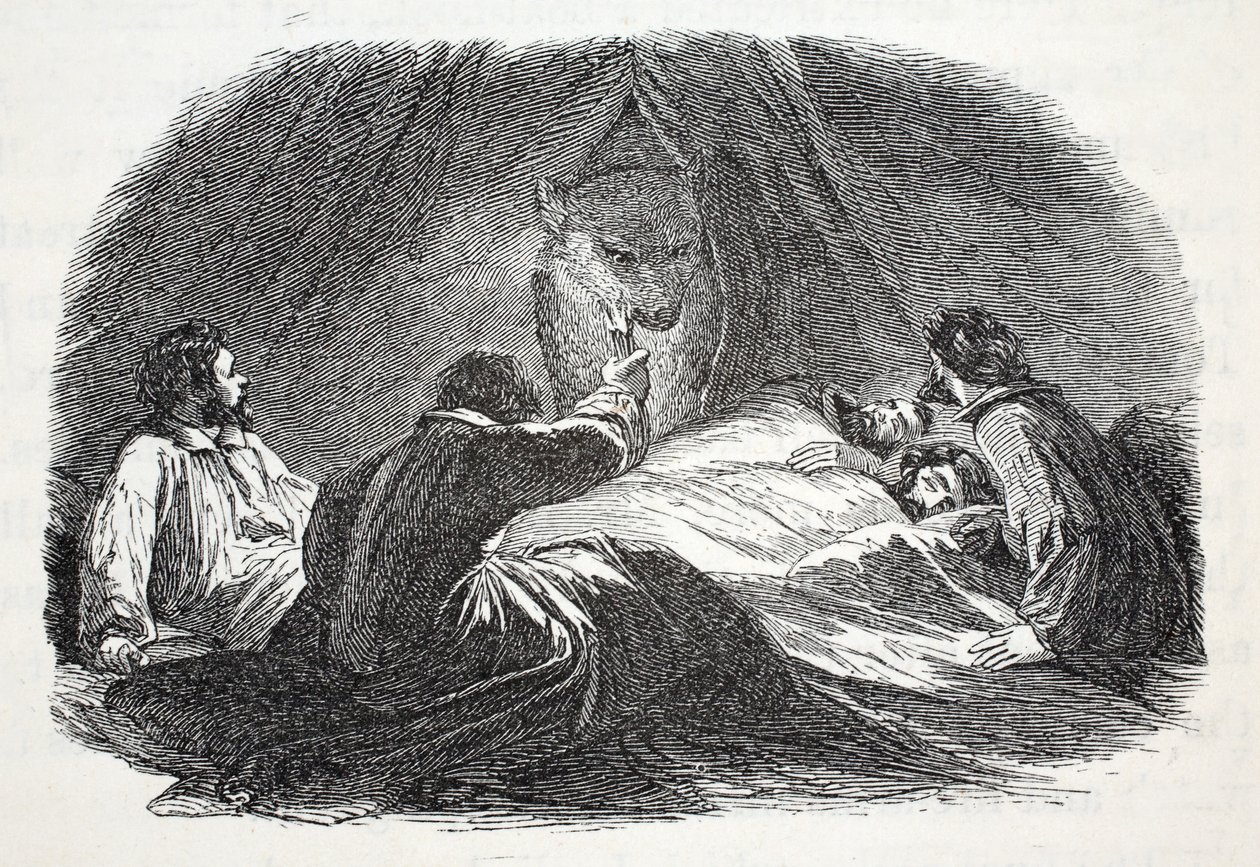 O urso no acampamento, ilustração de &39;a segunda expedição Grinnell em busca de Sir John Franklin ...&39;, 1856 de Elisha Kane