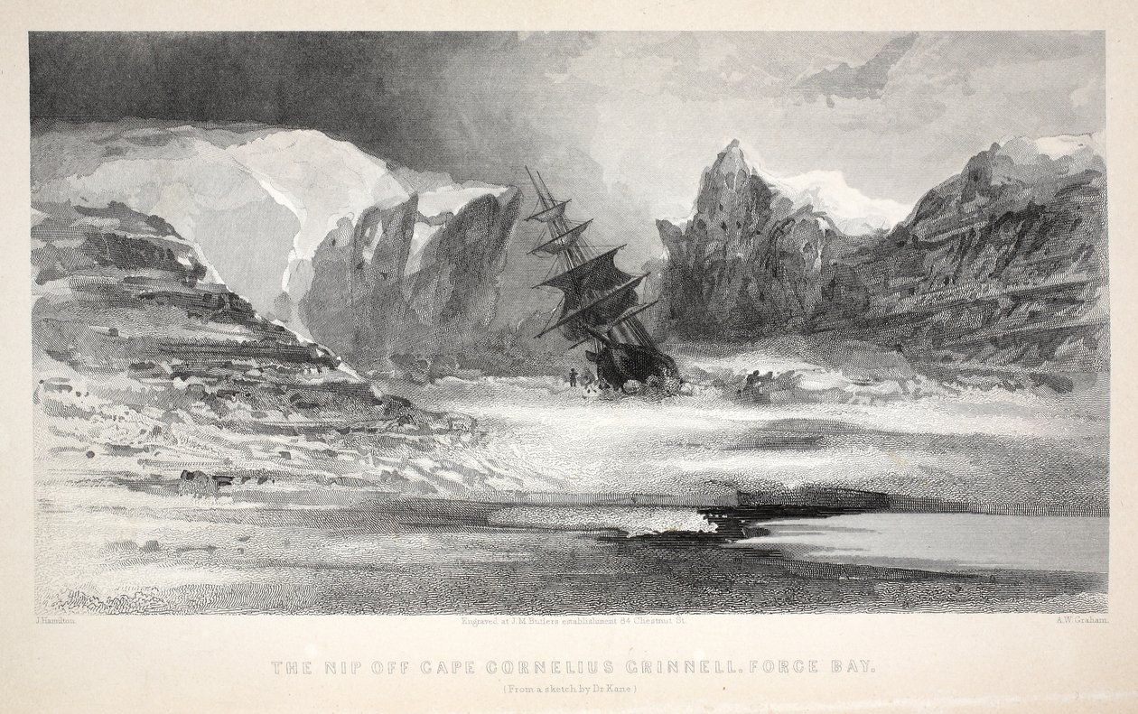 O Nip fora do cabo Cornelius Grinnell, Force Bay, ilustração de &39;A segunda expedição Grinnell em busca de Sir John Franklin ...&39;, 1856 de Elisha Kane