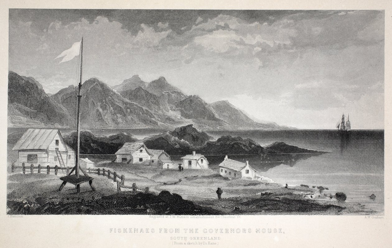 Fiskenaes da Casa do Governador, ilustração da "Segunda Expedição Grinnell em Busca de Sir John Franklin ...", 1856 de Elisha Kane
