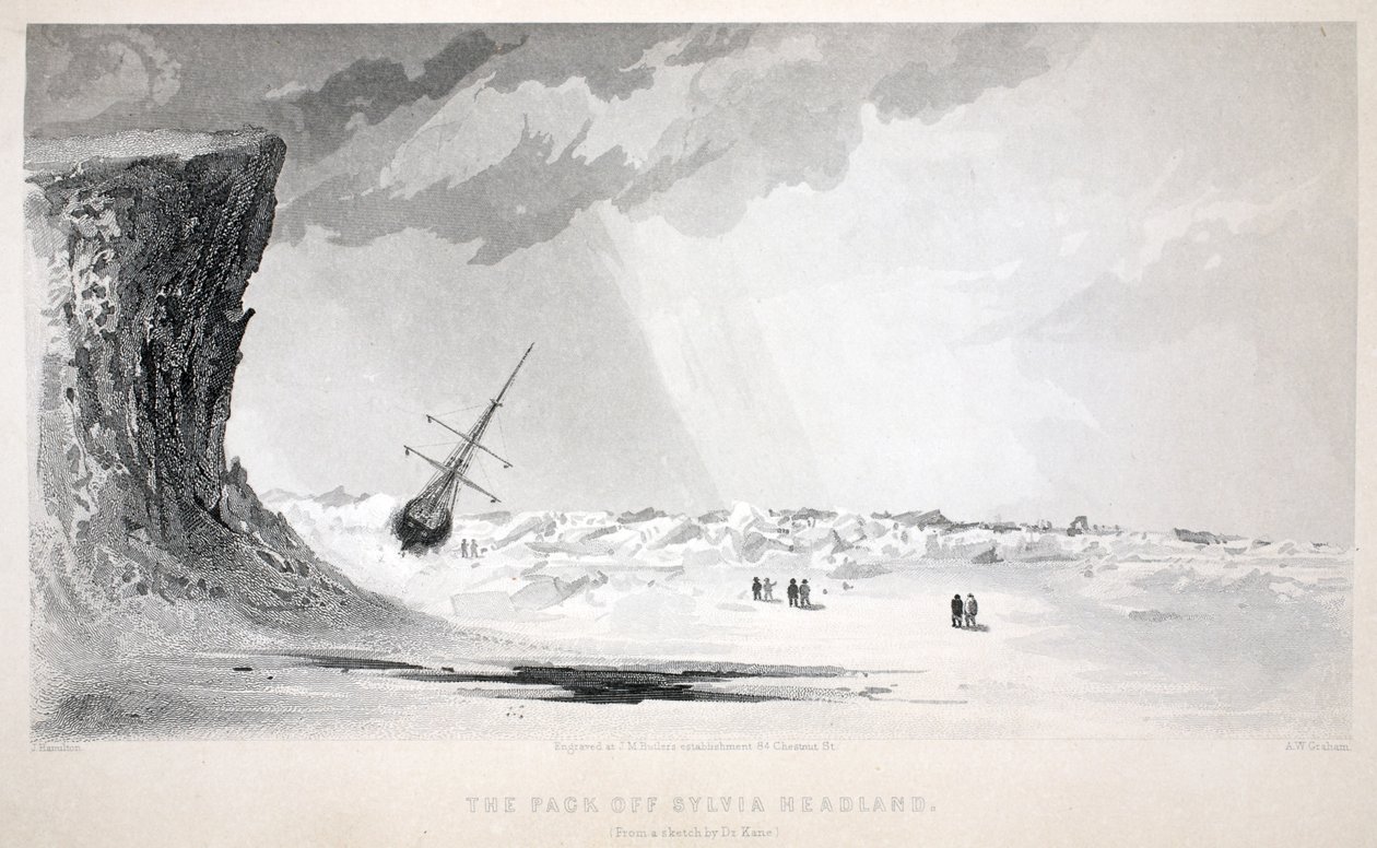 The Pack off Sylvia Headland, ilustração de "A segunda expedição Grinnell em busca de Sir John Franklin ... &39;, 1856 de Elisha Kane