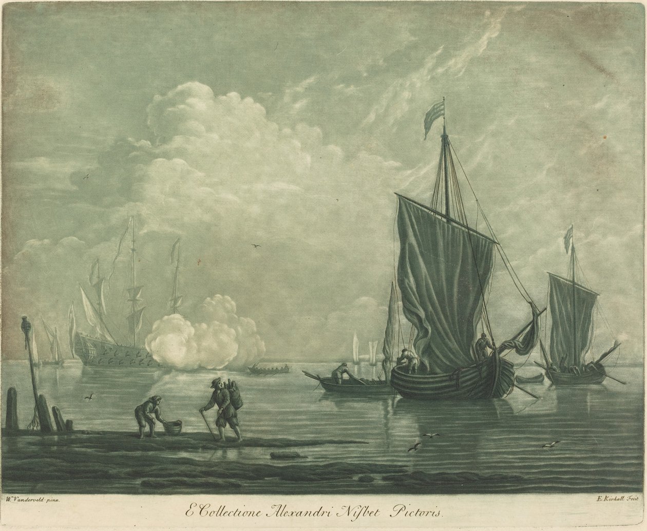 Cena de envio da coleção de Alexander Nisbit de Elisha Kirkall after Willem van de Velde the Elder