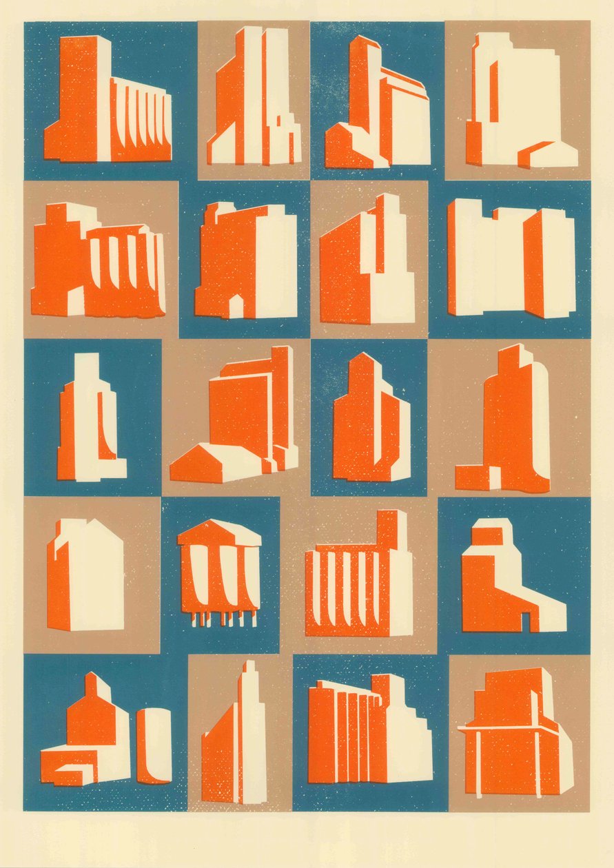 Silos de grãos, 2013 (impressão da tela) de Eliza Southwood
