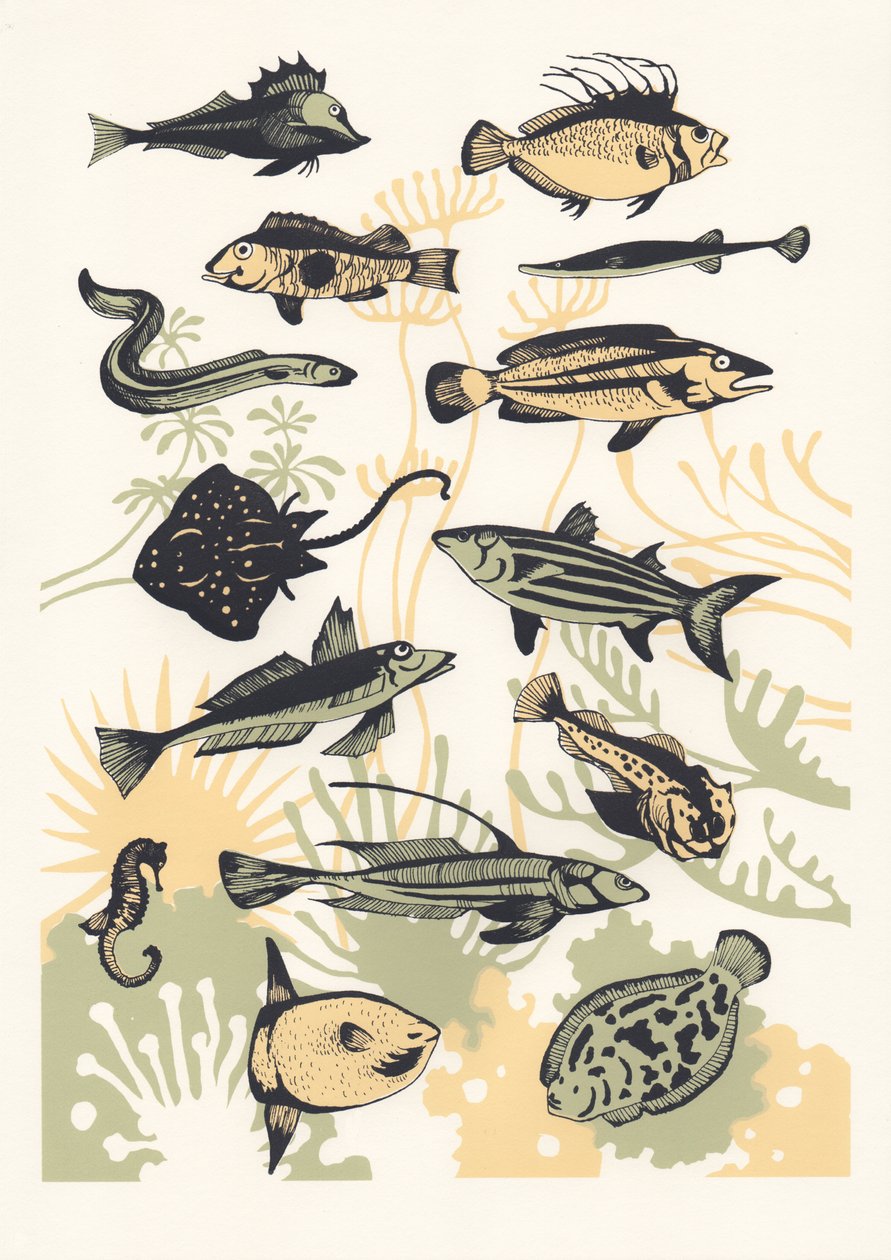 Peixe Algas Marinhas de Pêssego, 2015 (serigrafia) de Eliza Southwood