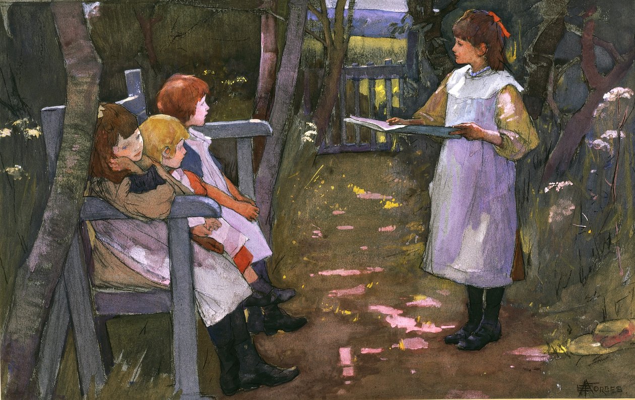 Crianças em um jardim de Elizabeth Adela Stanhope Forbes