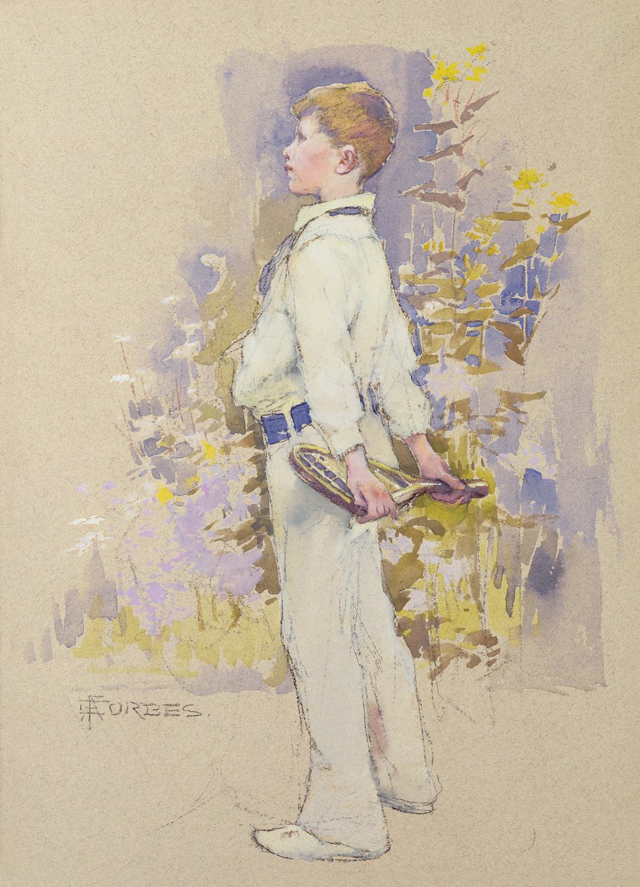 Alec em Branco (aguarela sobre papel) de Elizabeth Adela Stanhope Forbes