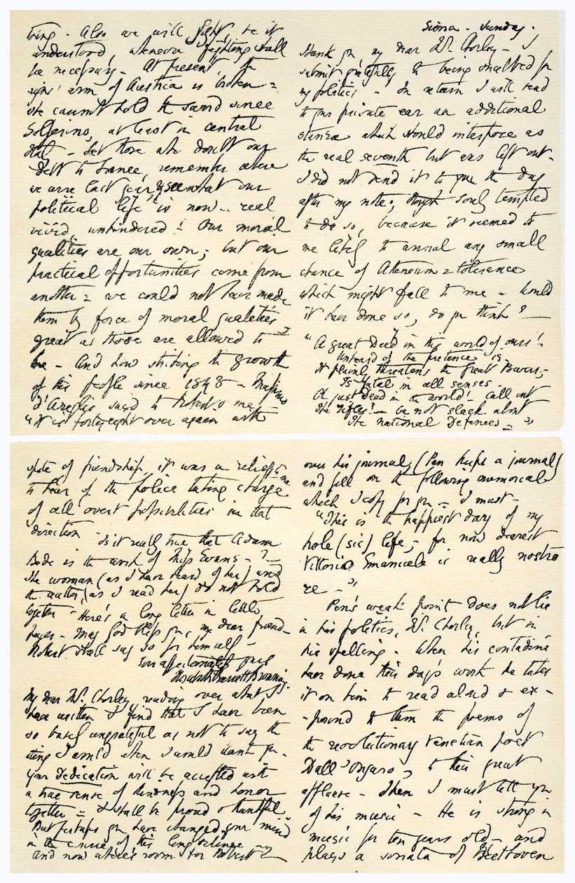 Carta de Elizabeth Barrett Browning a Henry F. Chorley, 1859. de Elizabeth Barrett