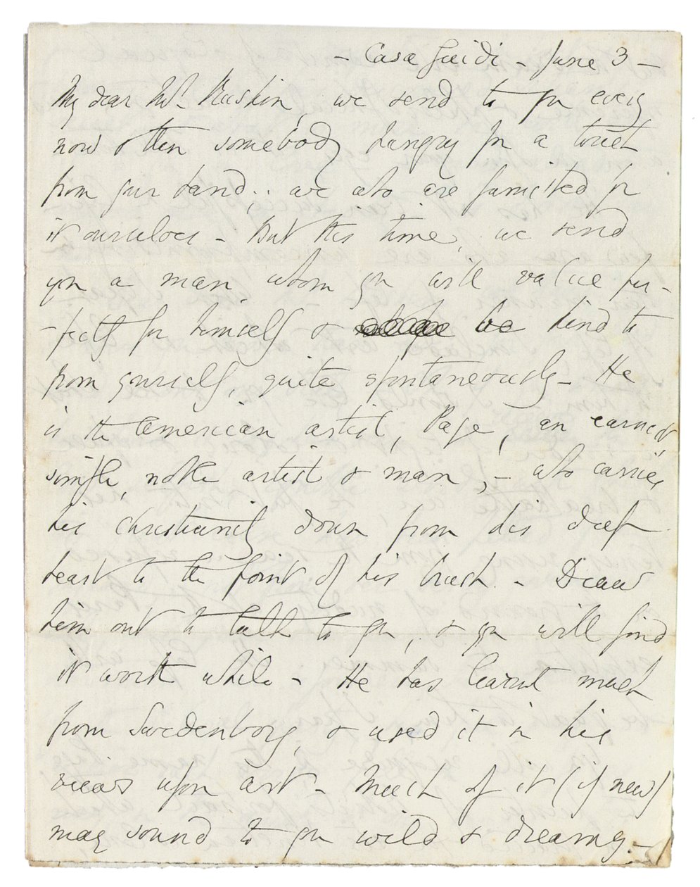 Carta de autógrafos para John Ruskin, Casa Giudi, Florença, 3 de junho de 1859 de Elizabeth Browning