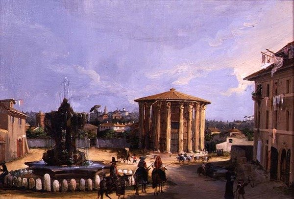 O Templo de Vesta, Roma (óleo sobre painel) de Elizabeth Hunter Blair