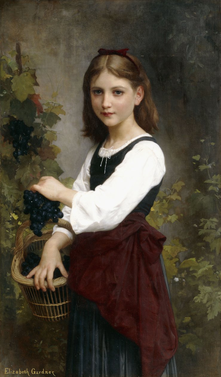 Uma jovem garota segurando uma cesta de uvas, de Elizabeth Jane Gardner Bouguereau