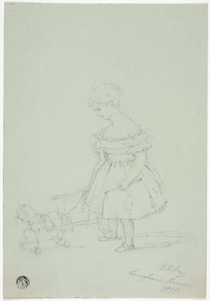Garota com Cavalo de Brinquedo em Langham House de Elizabeth Murray