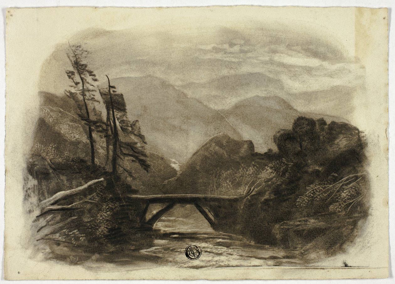 Córrego da montanha com ponte pequena II de Elizabeth Murray