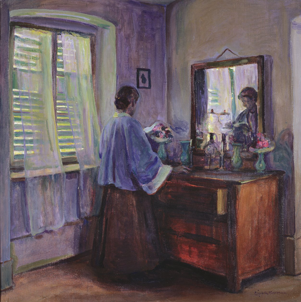 As persianas fechadas (óleo sobre tela) de Elizabeth Nourse