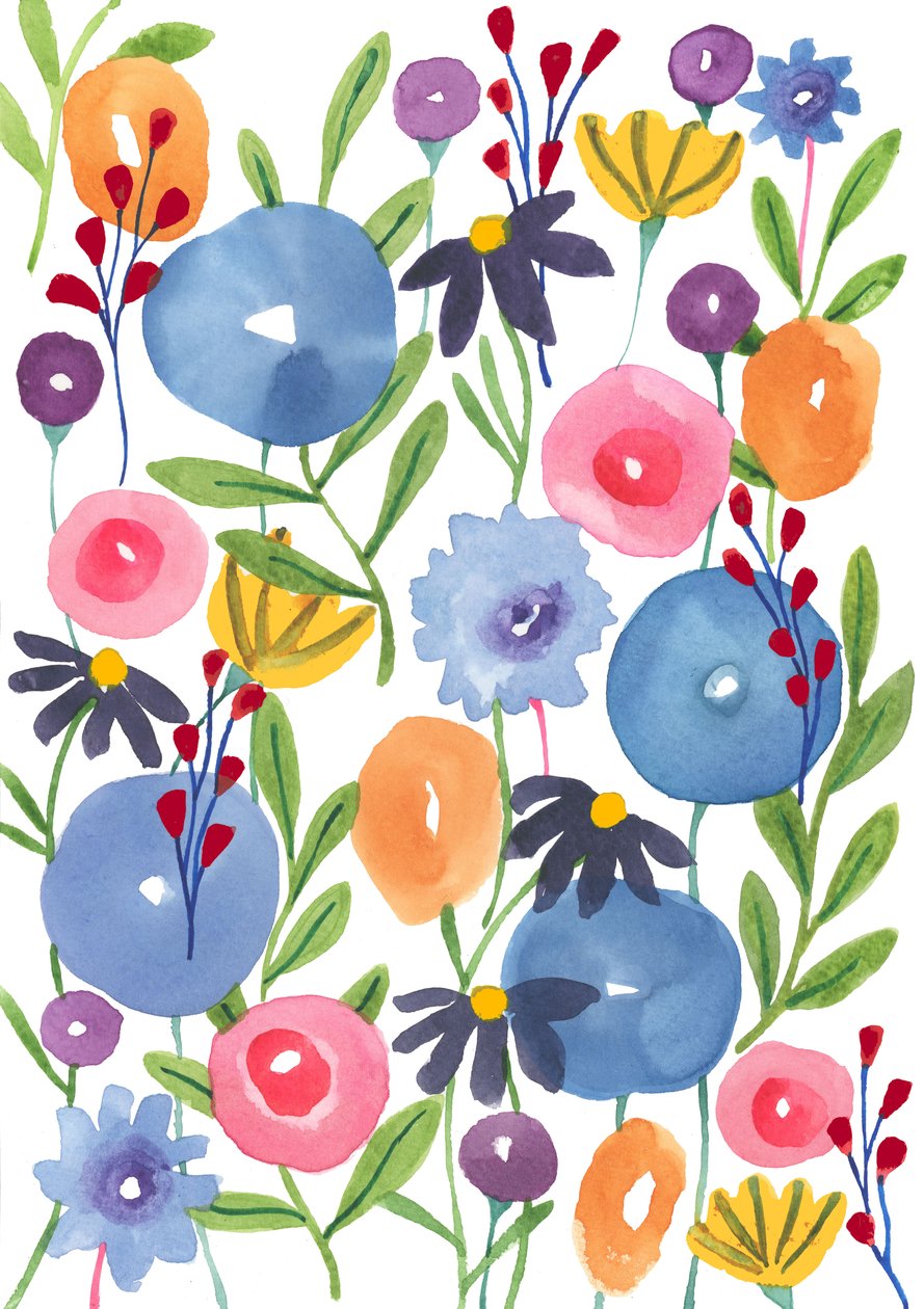 Flores Boho, 2018 (aguarela) de Elizabeth Rider