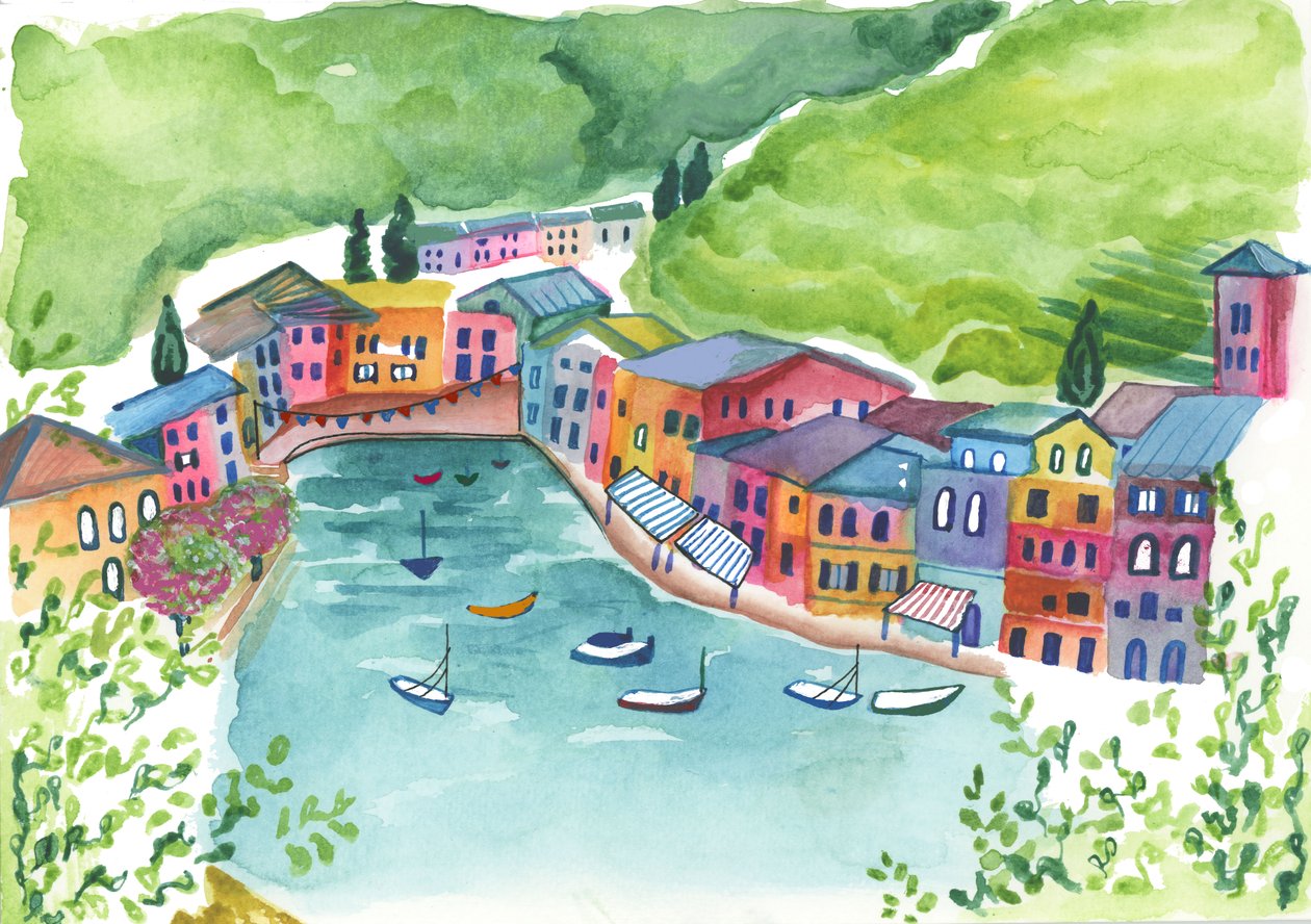 Porto de Génova, 2018 (aguarela) de Elizabeth Rider