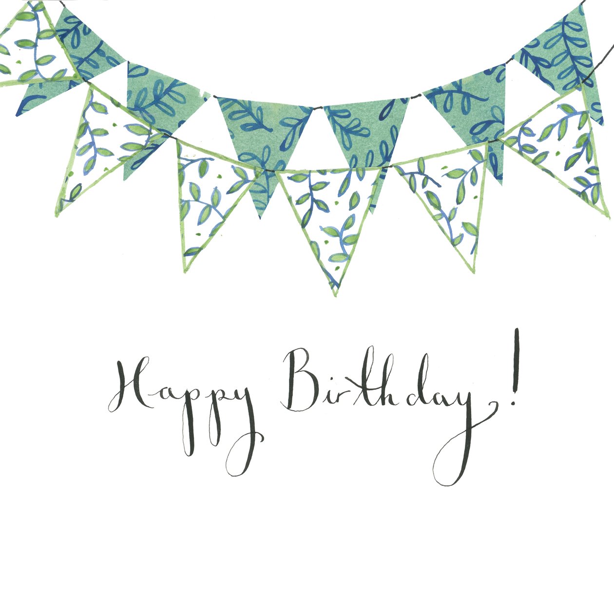 Feliz Aniversário Bunting, 2018 (aguarela e colagem) de Elizabeth Rider