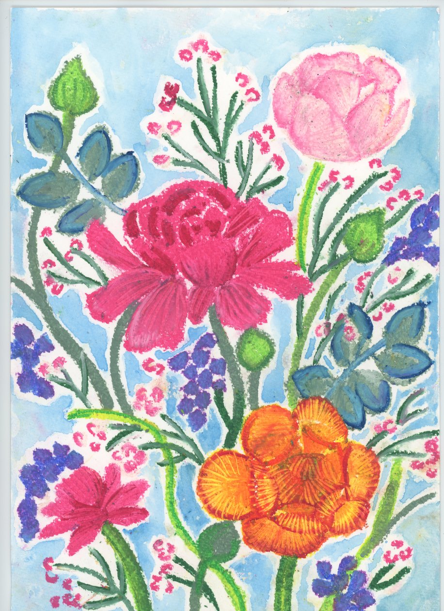 Ranunculus Bouquet, 2018 (pastel de óleo) de Elizabeth Rider