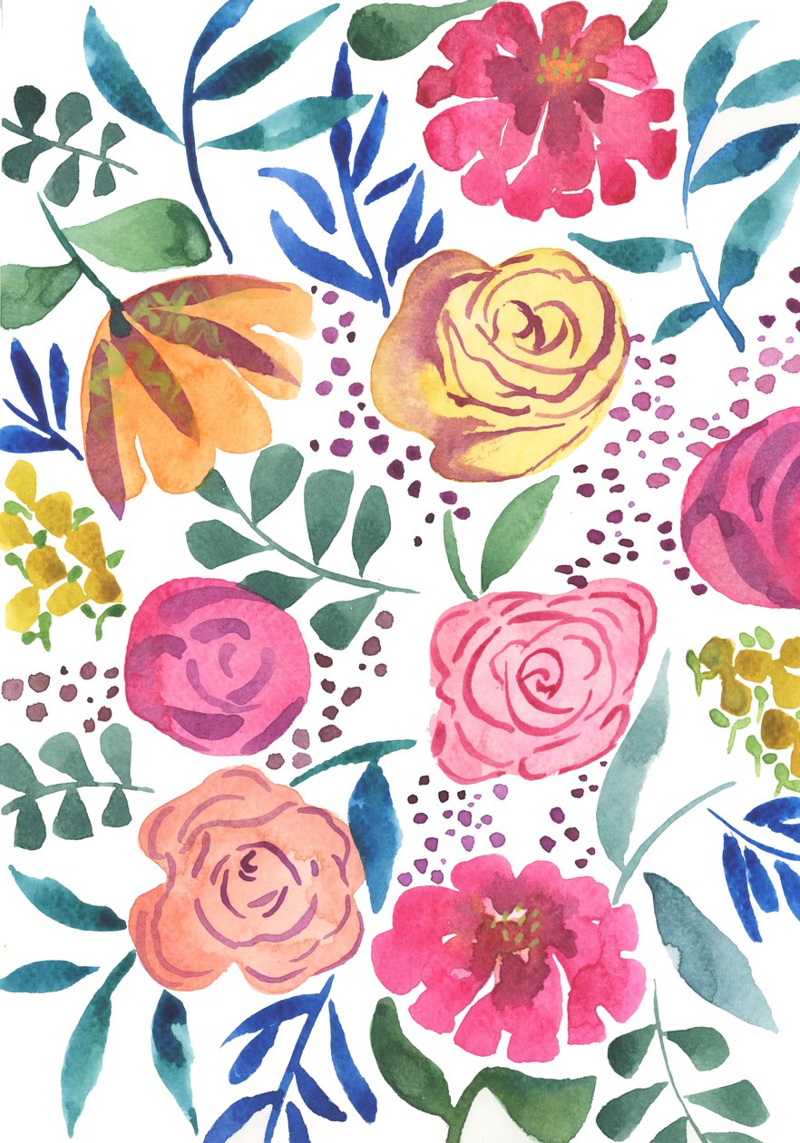 Rose Medley, 2018 (aguarela) de Elizabeth Rider