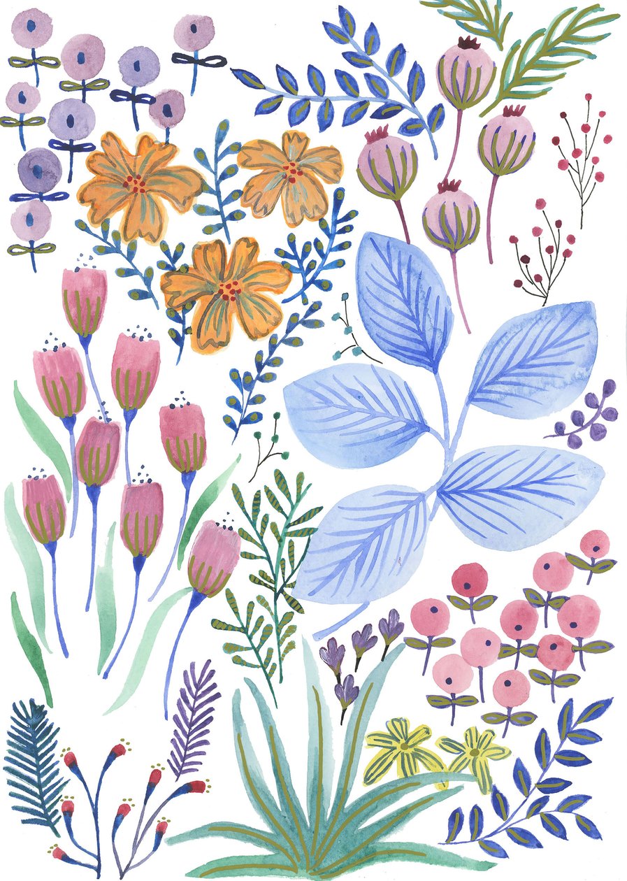 Flores da primavera, 2017 (aguarela) de Elizabeth Rider