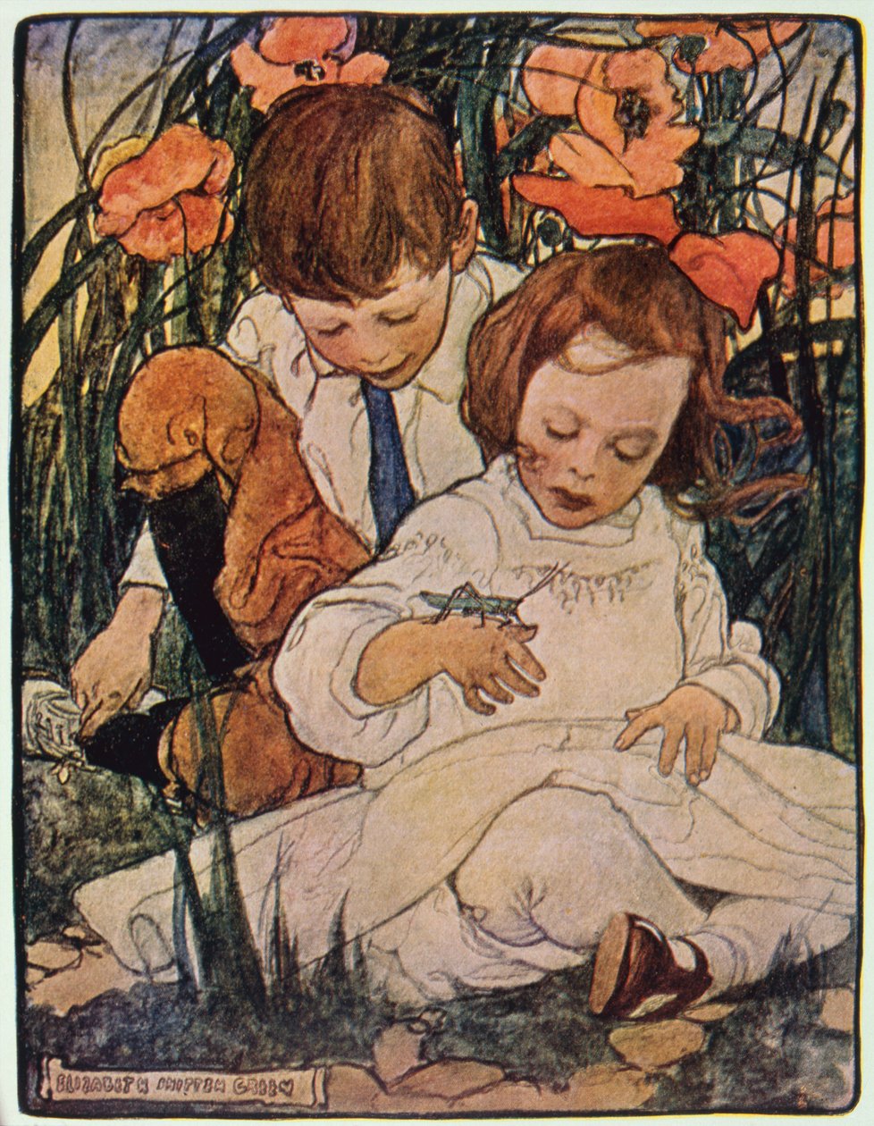 "Chamam-me Sinbad, o Gafanhoto", disse ele às crianças de "Outdoorland", pub. por D. Appleton  Co, NY  Londres de Elizabeth Shippen Green