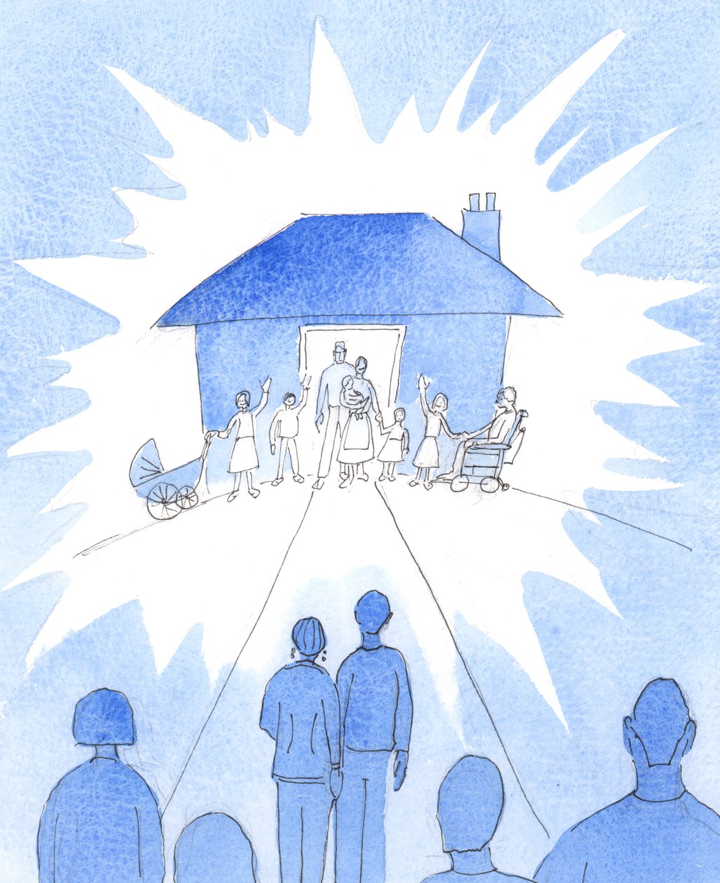 Um casamento cristão, vivido como deve ser vivido, é como uma lâmpada colocada num monte, para a sociedade; uma união sacramental cheia de graça, 2005 (aguarela sobre papel) de Elizabeth Wang