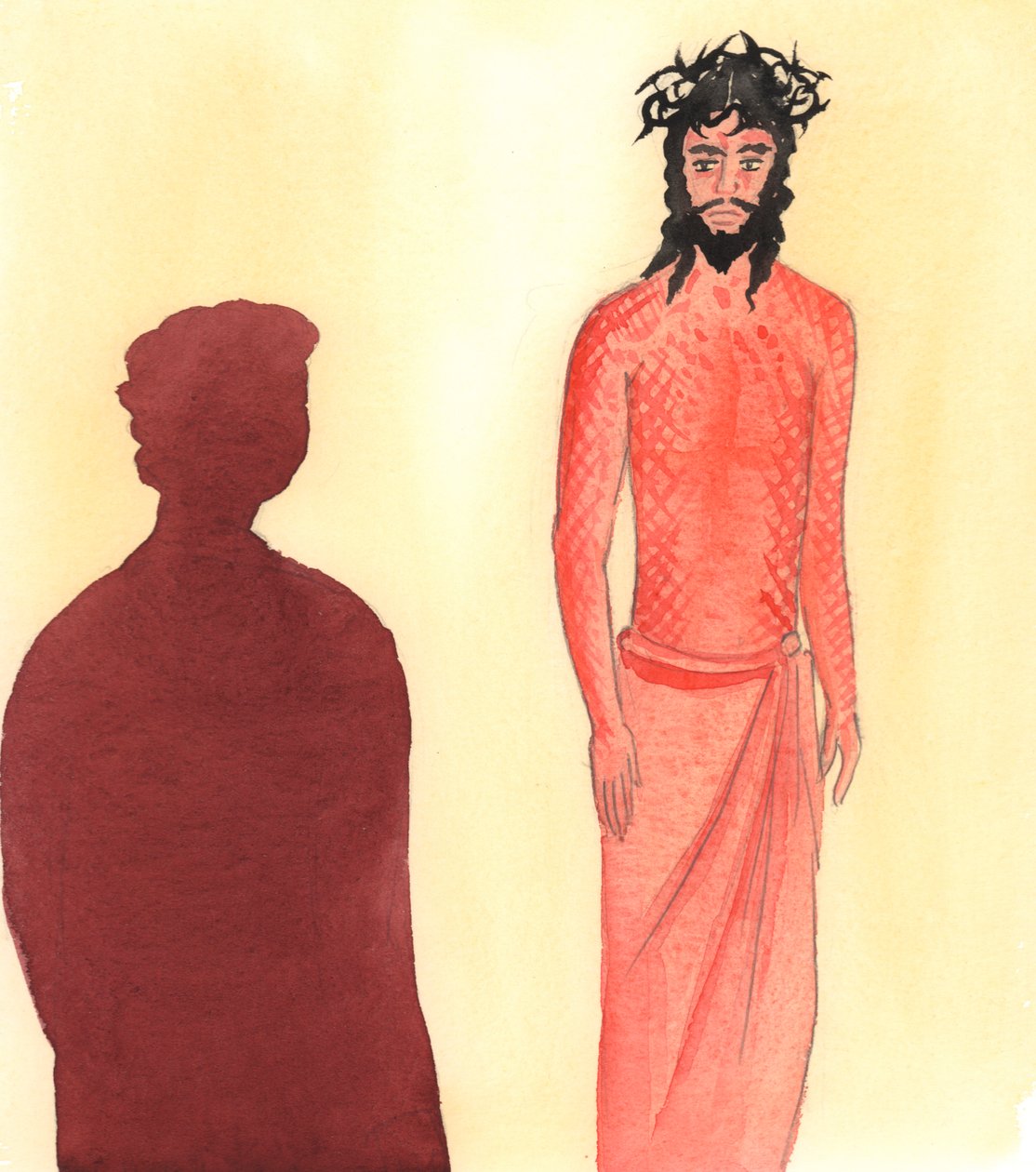 Quem suporta as dores e as humilhações com paciência, por amor a Cristo, é como Aquele que foi ferido por nossa causa, 2001 (w - c no papel) de Elizabeth Wang