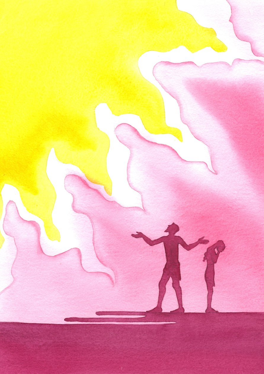 Adão e Eva são expulsos do Paraíso, 2001 (w - c no papel) de Elizabeth Wang
