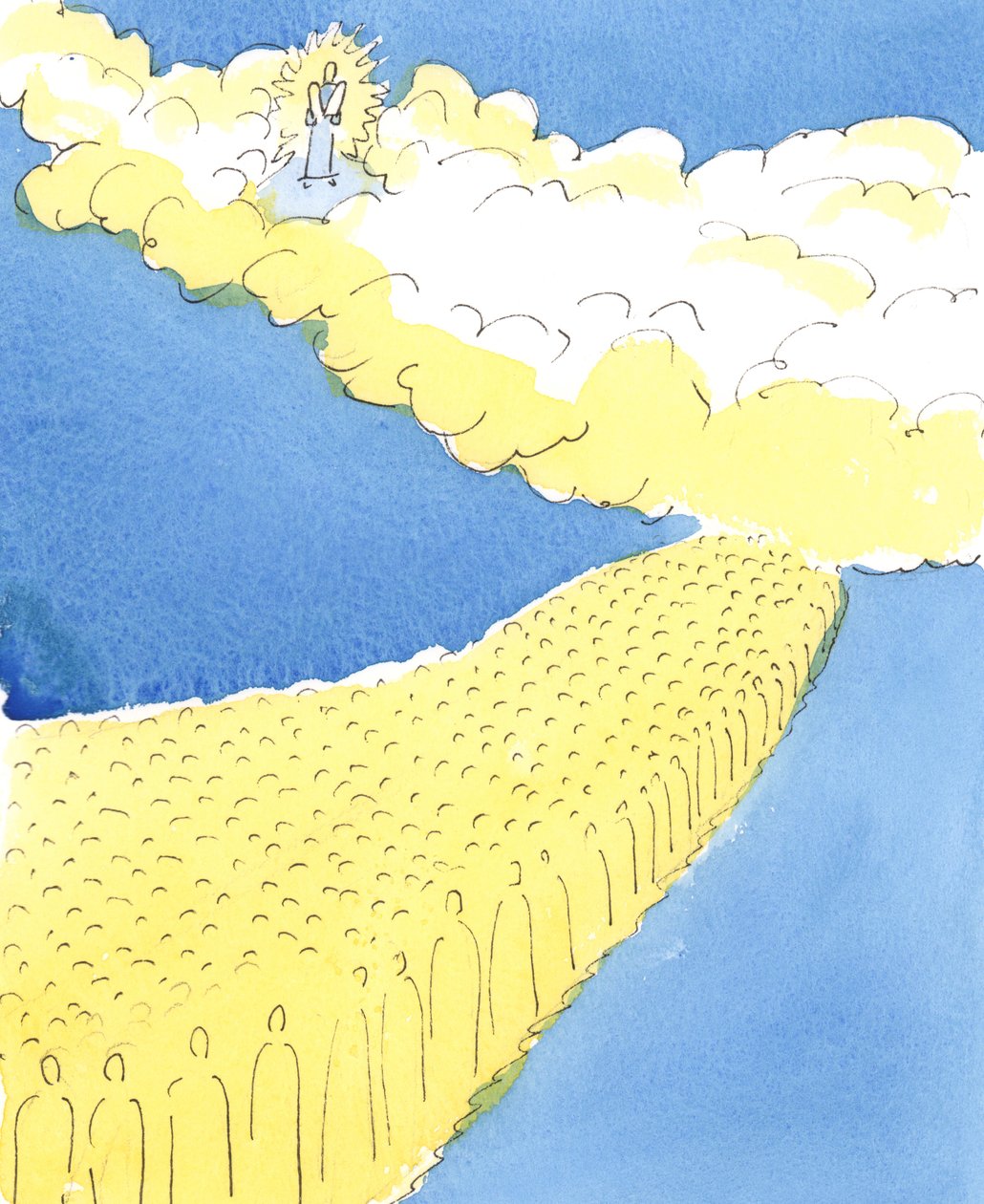 Todos os santos no céu sabem o que as pessoas desde Moisés sabiam, que Deus quer que honremos nossa mãe e nosso pai, 2004 (w - c no papel) de Elizabeth Wang