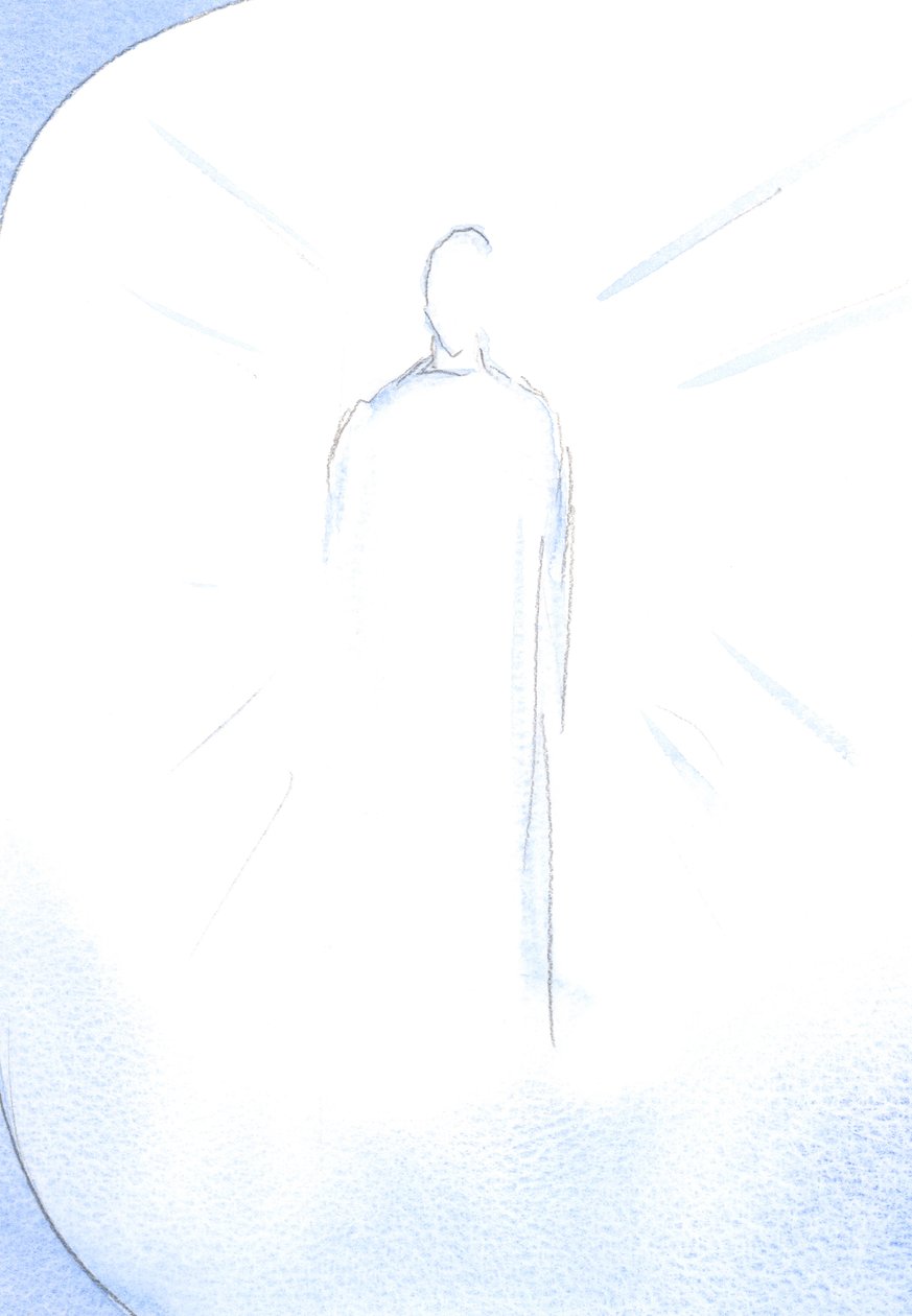 Enquanto louvava a Deus, na festa da Imaculada Conceição, vi o Cristo ressuscitado radiante e alegre, o Filho da Imaculada Mãe, 2002 (c - c no papel) de Elizabeth Wang