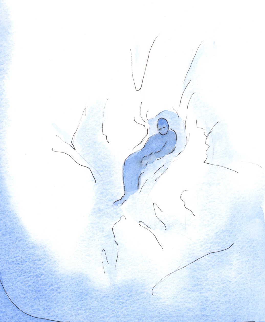Como uma criança descansa depois de brincar em um campo de neve, para que eu possa descansar em Deus, embalado em Sua Divindade, sempre que me dirijo a Ele em confiança, 2003 (c - c no papel) de Elizabeth Wang
