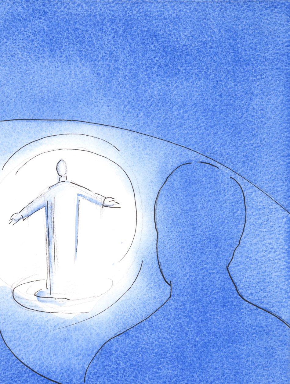 Enquanto o Pai olha hoje para o nosso trabalho, Ele vê a luz, porque Cristo, puro e santo, está aqui entre o Seu povo, 2003 (w - c no papel) de Elizabeth Wang