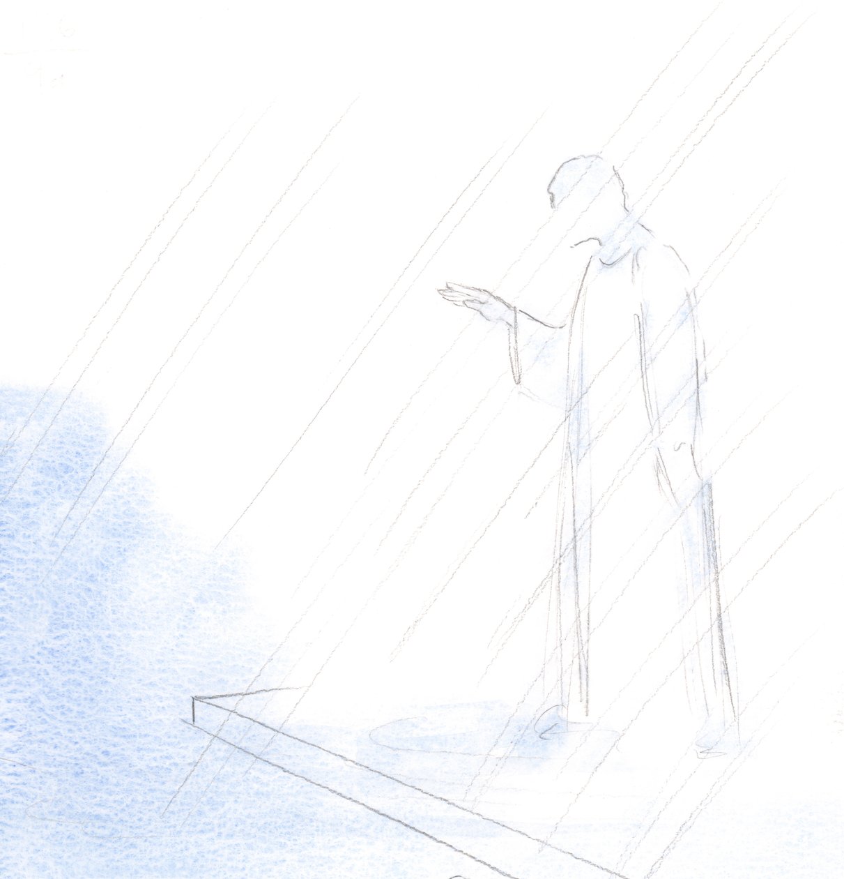 Assim como o sacerdote fez o santo sinal da cruz e nos deu sua bênção, também o fez Cristo, nosso Sumo Sacerdote., 2001 (w - c no papel) de Elizabeth Wang