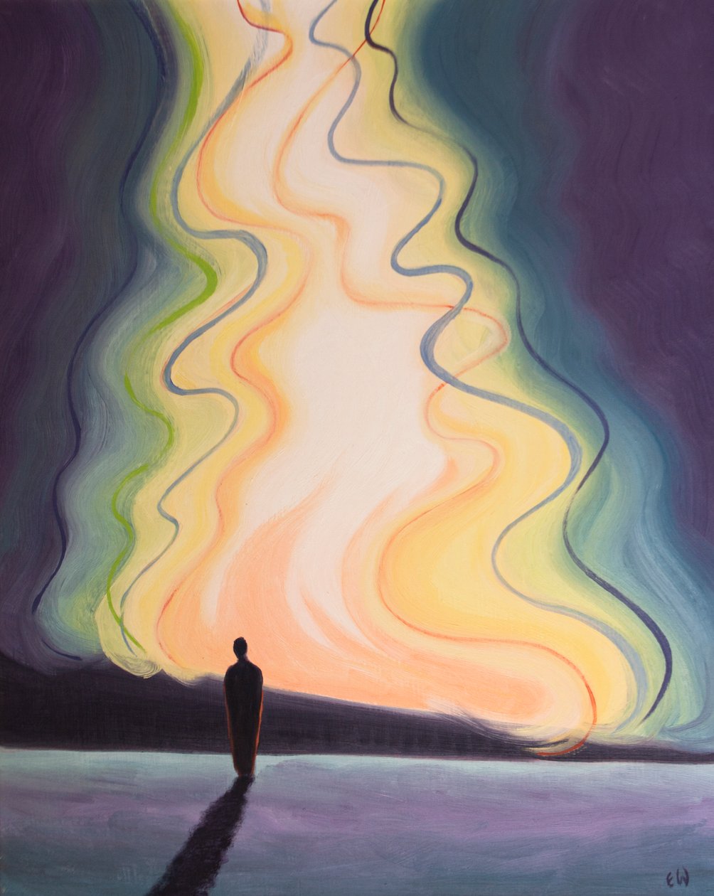 Ao enfrentarmos a glória de Deus, somos chamados a nos arrepender de nossos pecados, 2002 (óleo a bordo) de Elizabeth Wang