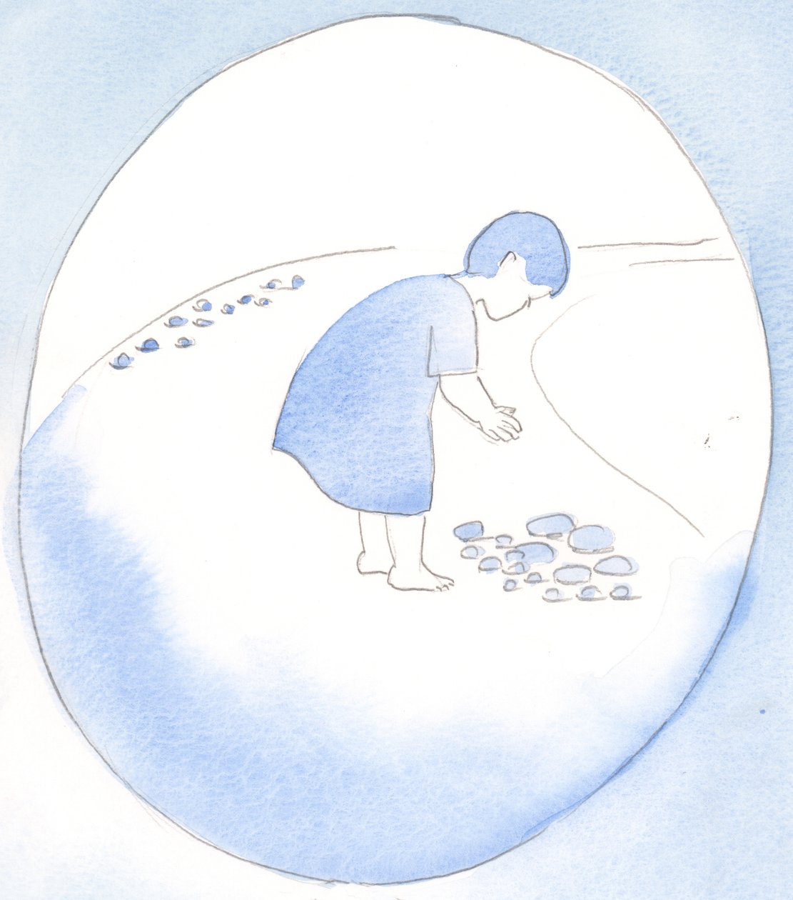 Ao oferecermos nossos pecados a Deus, em arrependimento, Ele os aceita como um presente, como quando uma mãe aceita uma pedra de um filho como uma joia, 2002 (w - c no papel) de Elizabeth Wang