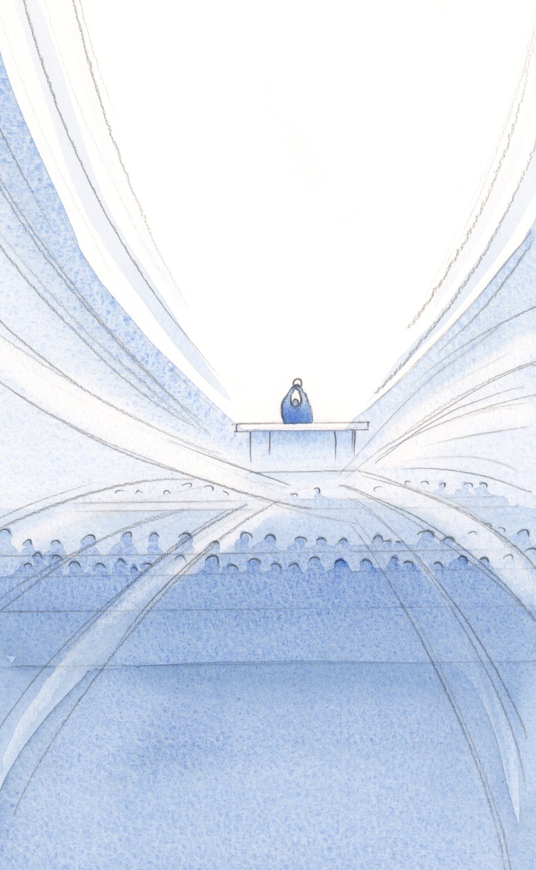 Na Missa a oferta é feita por Cristo, em luz e esplendor, no meio da Sua companhia silenciosa e invisível., 2001 (w - c no papel) de Elizabeth Wang