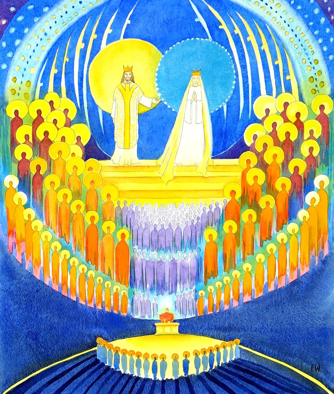 Na missa estamos unidos a toda a companhia do Céu, 2001 (w - c no papel) de Elizabeth Wang