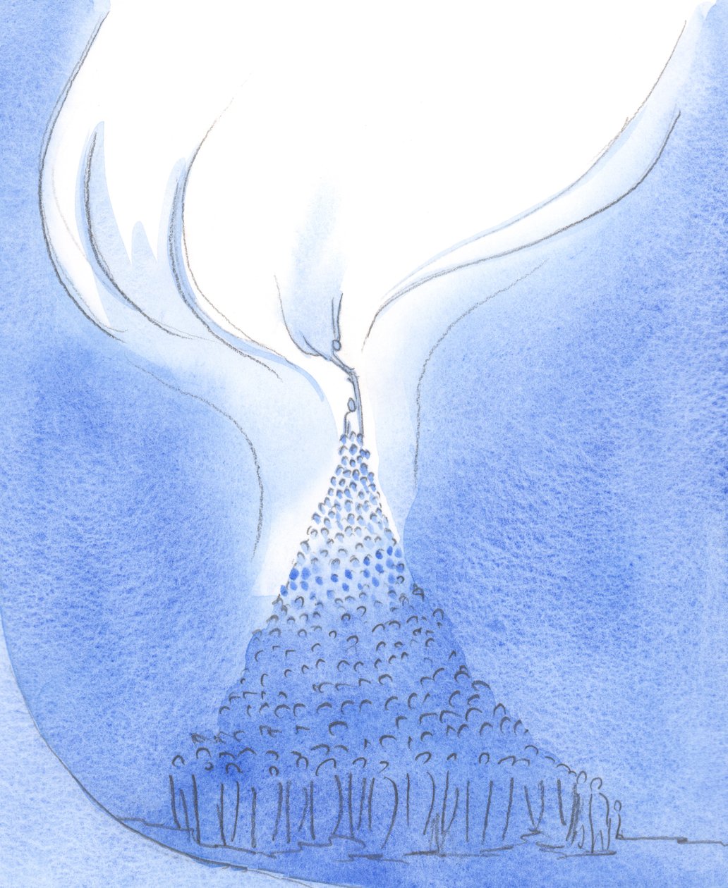 Em cada Missa alcançamos e encontramos o Pai através do sacrifício de Cristo nossa cabeça, unidos uns com os outros e com Ele, 2002 (w - c no papel) de Elizabeth Wang