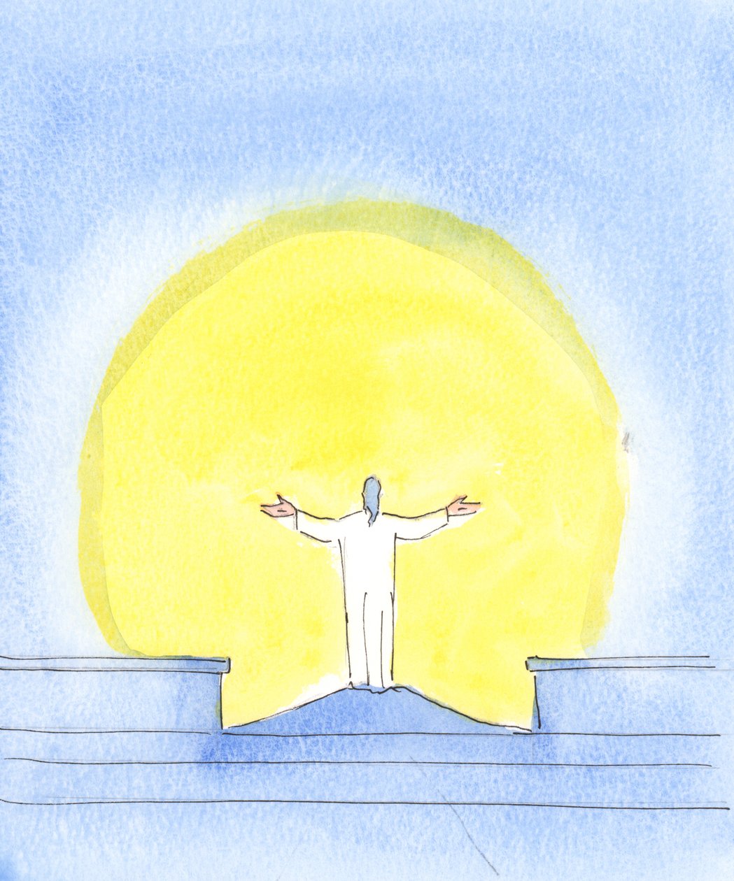 Em cada celebração do Santo Sacrifício da Missa, Cristo está realmente presente, orando pelos pecadores, olhando para o Pai, assim como quando Cristo orou na cruz em 2004 (w - c no papel) de Elizabeth Wang