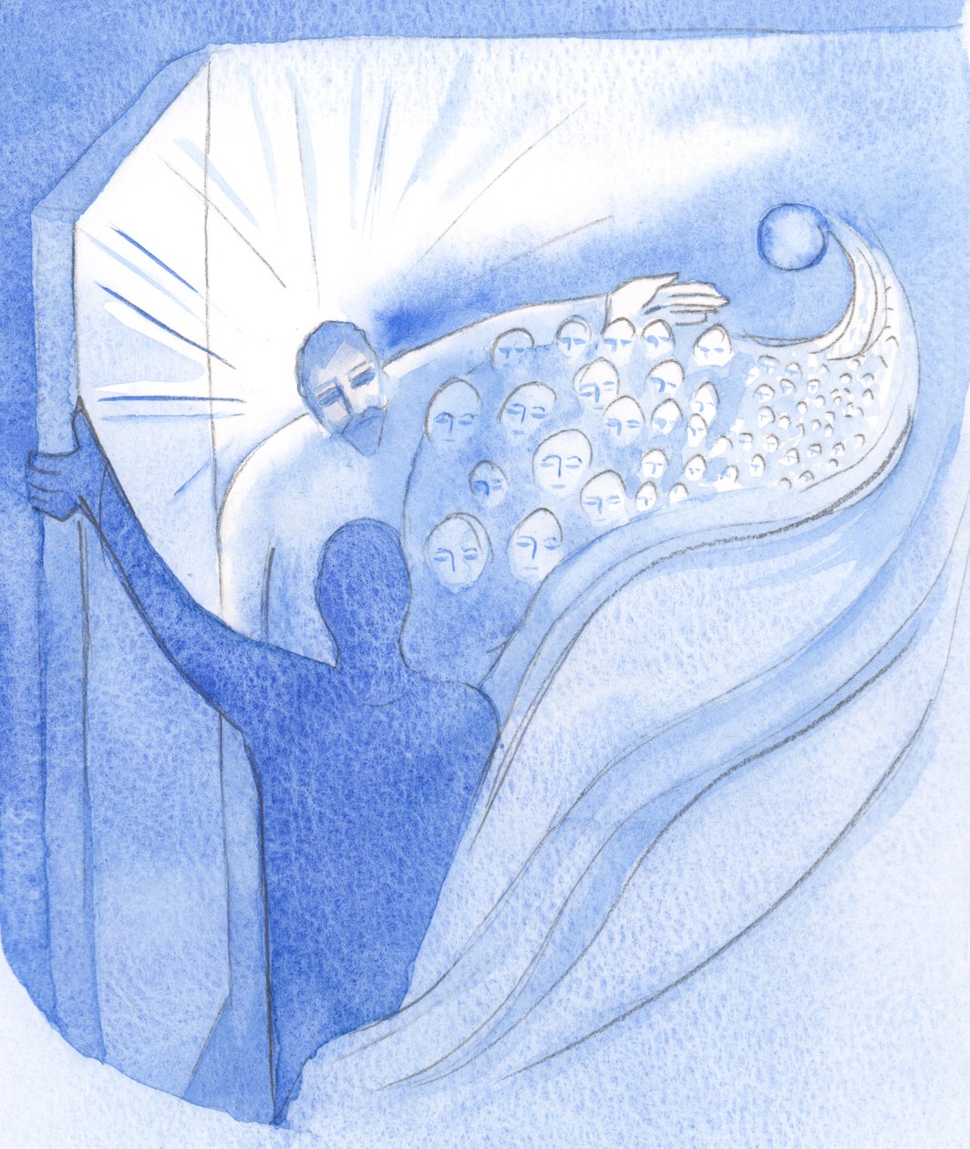 Na Ascensão, Cristo, nosso irmão, voltou ao Pai em triunfo e abriu um caminho para o Céu para nós, 2001 (w - c no papel) de Elizabeth Wang