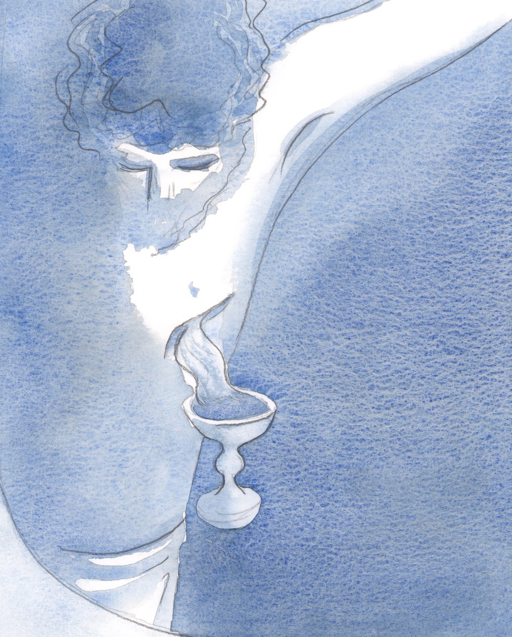 Na Consagração, eu vi Seu Precioso Sangue derramando de Seu lado ferido, 2001 (w - c no papel) de Elizabeth Wang